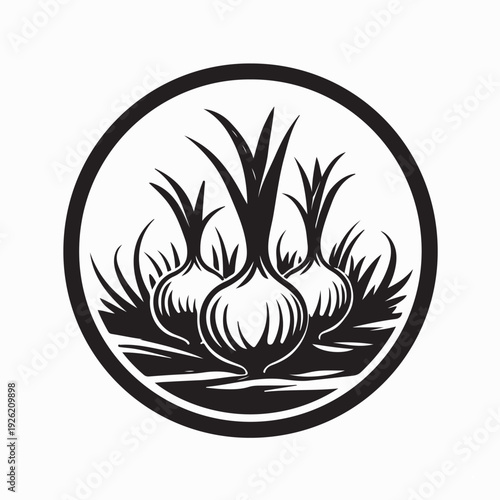 Fresh Onion Field Agriculture Logo Vector On White Background