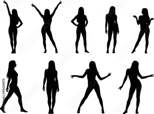 Dancing silhouettes illustration, human posture artwork, expressive movement icons, dynamic pose design, artistic figure graphic, black white performance representation