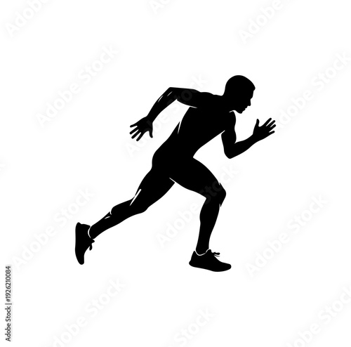 Dynamic male runner in full stride silhouette