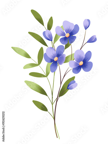 Flowers, leaves spring floral clip art. Bouquet perfectly for printing design on invitations, greeting cards, posters and other. Isolated on white background. Hand painting.