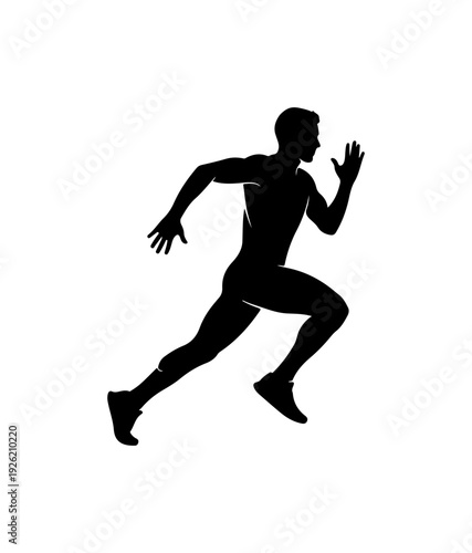 Dynamic silhouette of athlete running with determination