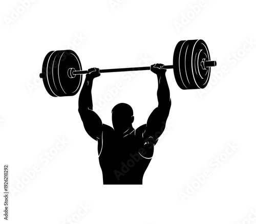 Weightlifter Lifting Barbell Overhead