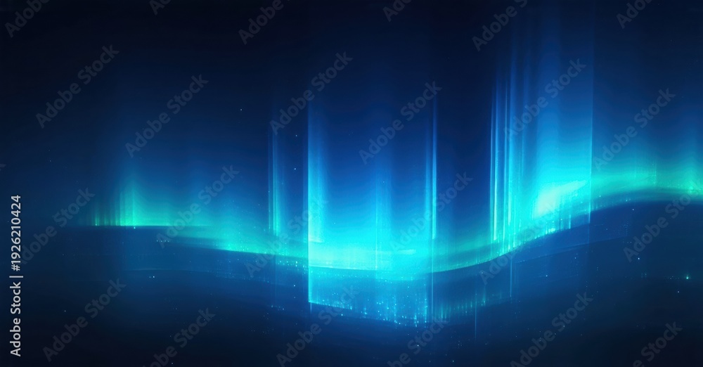 Obraz premium Vibrant blue aurora borealis streaks across dark night sky. Beautiful light display, ethereal glow, stunning natural phenomenon.