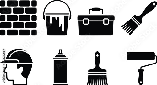 Assorted tools and materials commonly used in construction and renovation projects