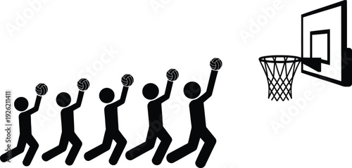 A sequence of a basketball player executing a successful jump shot.