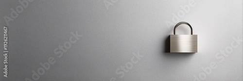 Metal Padlock on Minimal Wall with Large Copy Space