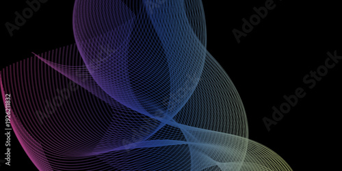 Photography Abstract digital background featuring colorful glowing sine waves composed of fi