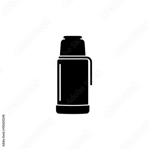 flat vector silhouette icon of tea thermos bottle