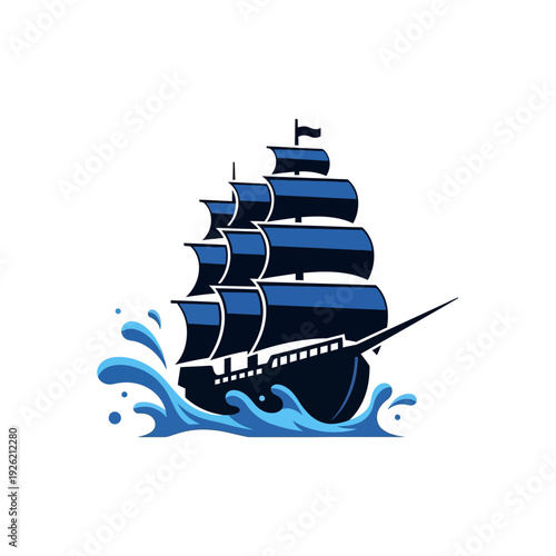 Majestic Tall Ship Sailing Through Blue Waves - Nautical Adventure
