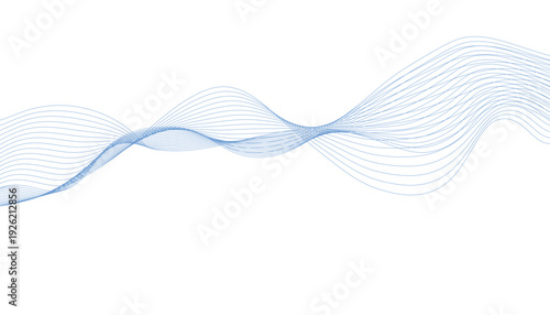 Flowing blue wave lines on white background