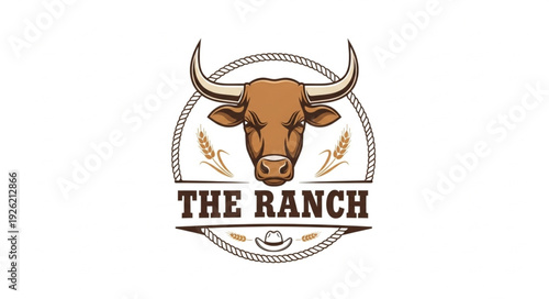 Cow Head Logo Design Illustration.