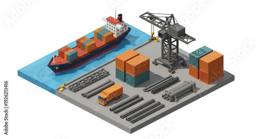 Container Ship at Industrial Dock.