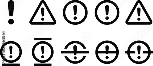 Warning Signs: A collection of striking warning signs, featuring a variety of bold exclamation marks and triangles, offering instant visual alerts and information about potential hazards.