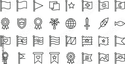 Flags and Symbols: A collection of various flags and symbols, offering a versatile range of icons for design projects.