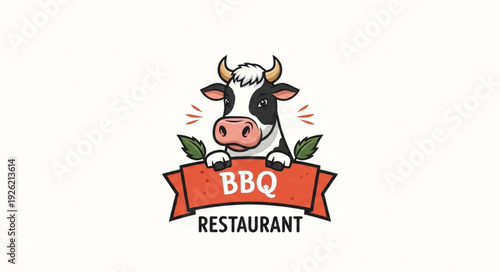 Cow Cartoon Logo for Restaurant.