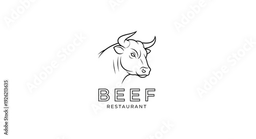 Cow Head Line Art Illustration.