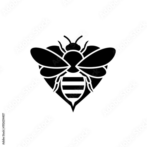 vector silhouette icon of bee combined with heart shape