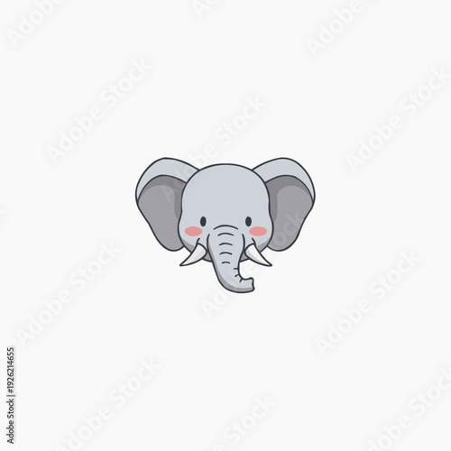 Cute cartoon elephant with big ears and rosy cheeks