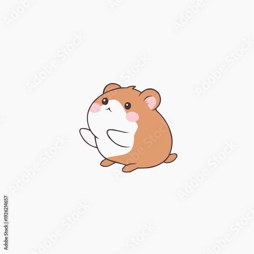 Cute hamster waving with cheerful expression and rosy cheeks