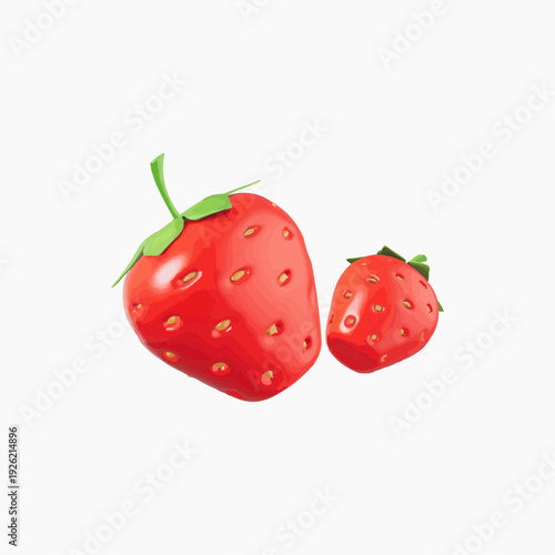 Two fresh strawberries with green leaves on top, perfect for healthy snacking