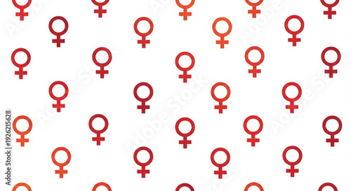 Seamless Red Female Gender Symbol Pattern on White Background for Women's Day
