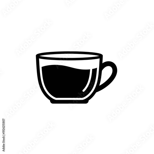 vector silhouette icon of glass cup of tea with handle