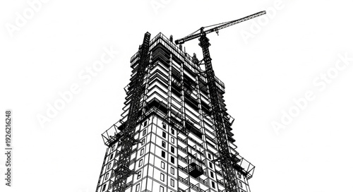Crane on High Rise Building Construction.