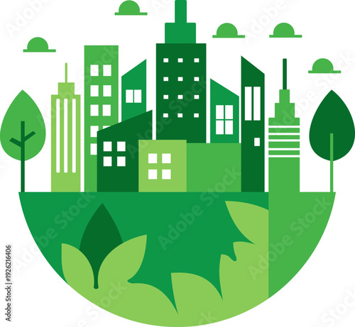  Eco Green City Illustration
