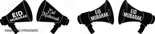 Eid Mubarak celebration announcement megaphones