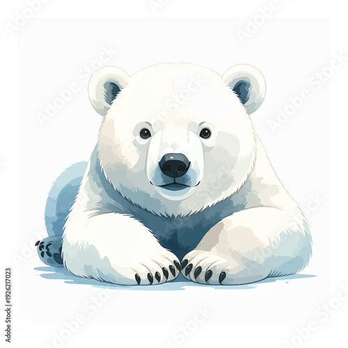 A cute polar bear lying down.