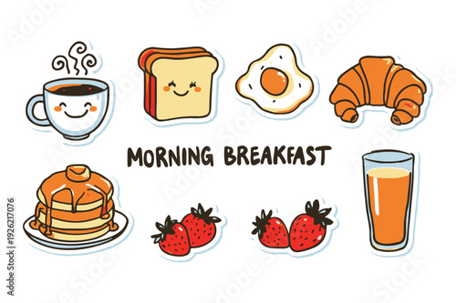 Doodle Morning Breakfast Sticker Set
