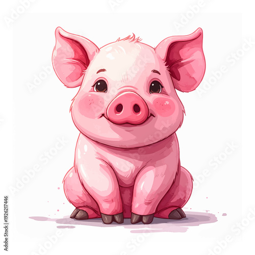 Cute cartoon piglet with big ears.