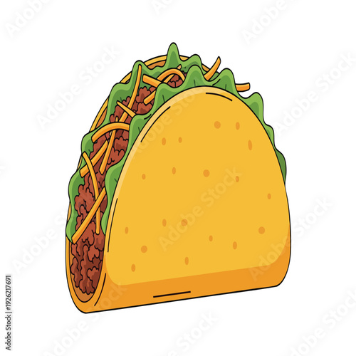 Delicious and Juicy Taco with Fresh Lettuce and Seasoned Filling