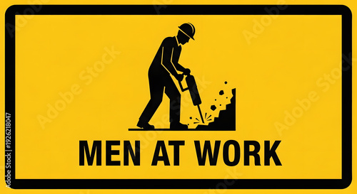 Wallpaper Mural Warning placard indicating labor in progress Torontodigital.ca