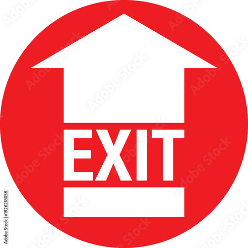 Red Exit Sign With Arrow Symbol