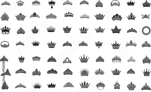 Royal Crown and royal luxury crown collection, King Queen Royalty Symbols, Premium Crown Silhouette Set
