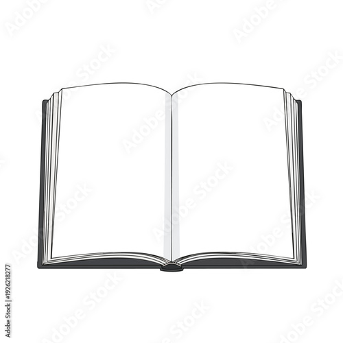 Open blank book on a plain background for creative design or education use