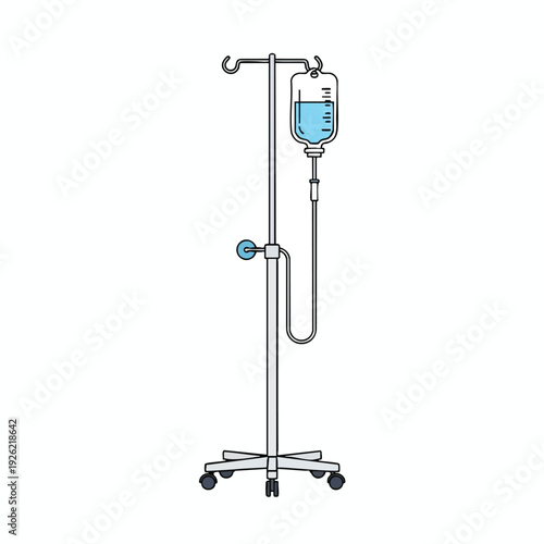 Hospital IV Drip Stand with Infusion Bag for Medical Treatment and Patient Care