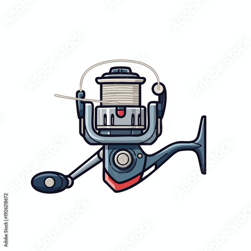 Colorful Cartoon Fishing Reel with Rod and Hook for Outdoor Recreation