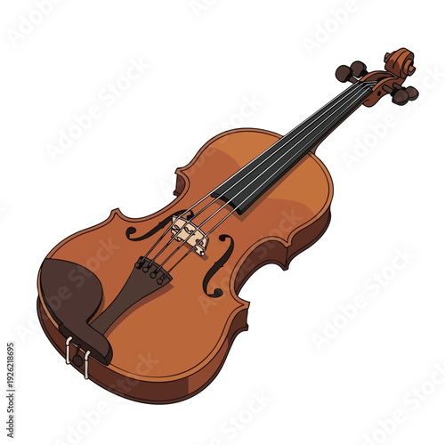 Elegant Wooden Violin on White Background for Music and Arts Projects