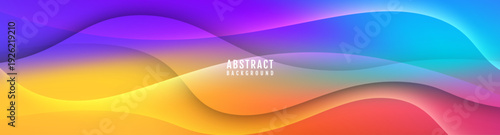 3D colorful abstract background on bright space with flowing waves effect decoration. Modern graphic design element glowing cutout style concept for web banner, art, flyer, card or brochure cover
