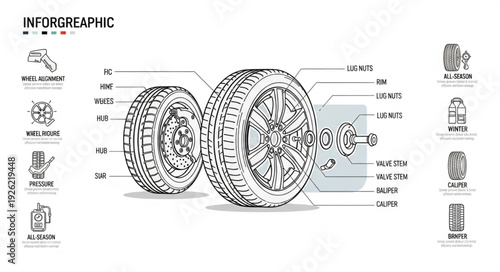 Detailed Diagram of Car Tire Components.