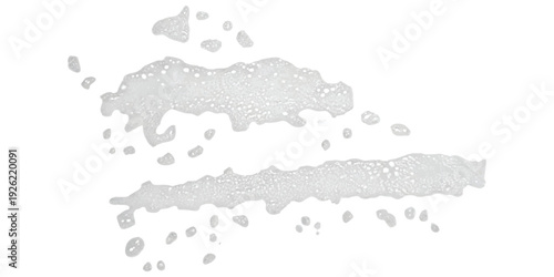 Abstract texture of soap foam or bubbles isolated on a white background, forming two irregular shapes