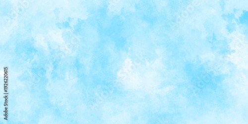 Abstract background with panorama of blue sky and white cloud nature design. horizon spring morning sky with clouds background. hand painted watercolor shades sky clouds.	
