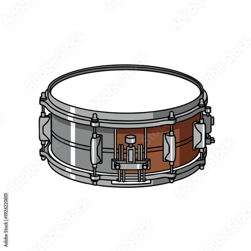 Modern Wooden Snare Drum with Hardware Components for Music Production and Live Performances