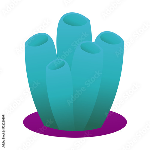 Blue Marine Sponge Organism in Flat Ocean Illustration