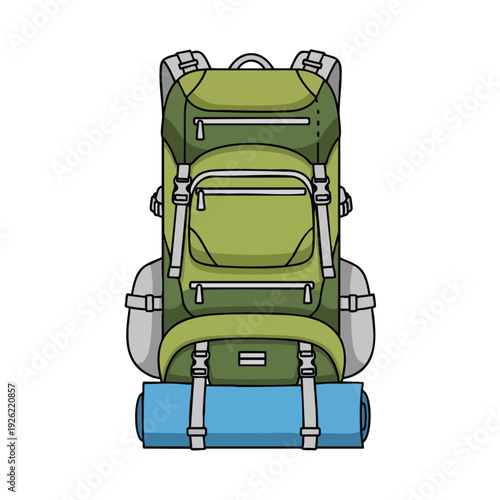 Green Travel Backpack with Multiple Compartments for Outdoor Adventures