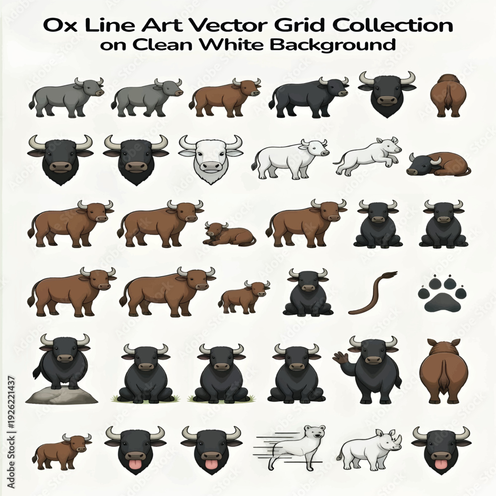 Fototapeta premium Ox Line Art Illustration Isolated on White Background