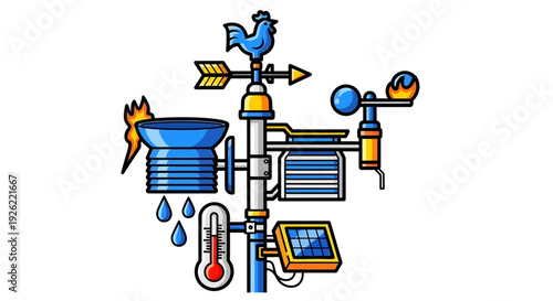 Weather station with various instruments.