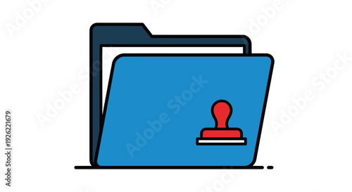 Blue File Folder with Red Stamp.